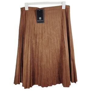 Bagatelle Brown Pleated A-Line Skirt for Work